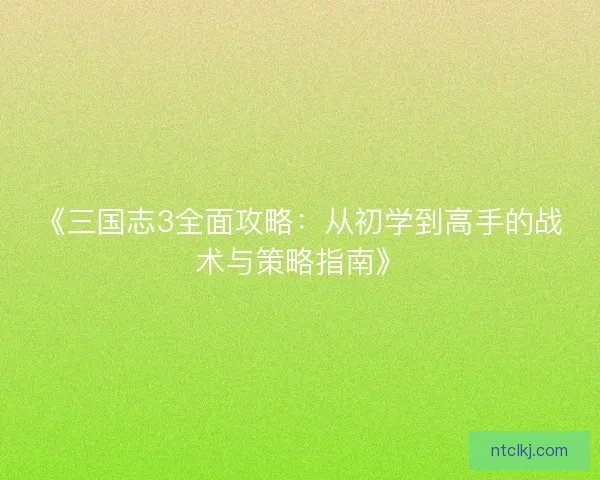 《三国志3全面攻略:从初学到高手的战术与策略指南》 《三国志3全面攻略:从初学到高手的战术与策略指南》