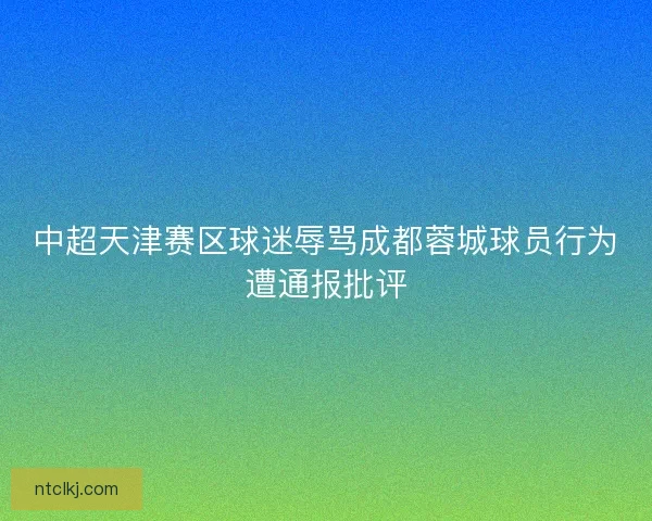 中超天津赛区球迷辱骂成都蓉城球员行为遭通报批评