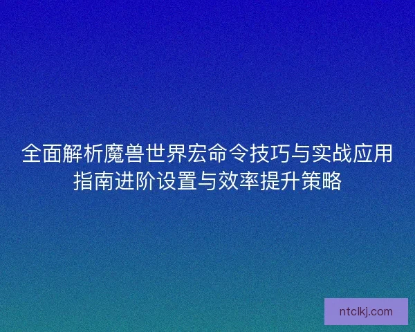 全面解析魔兽世界宏命令技巧与实战应用指南进阶设置与效率提升策略